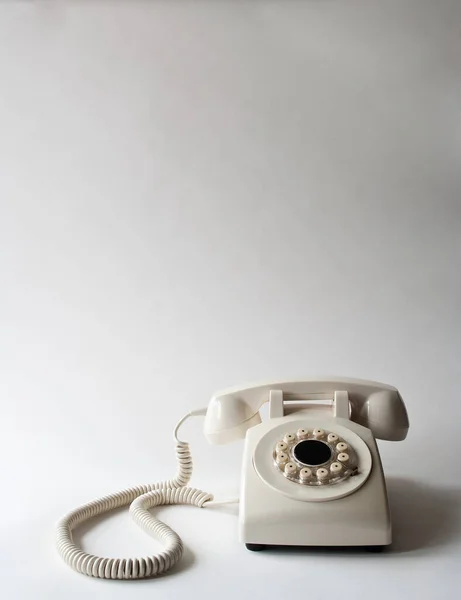 White telephone, studio shot — 图库照片