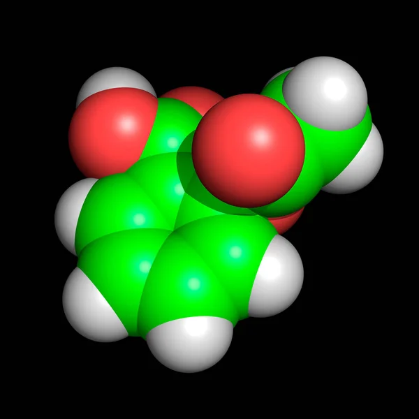 Aspirine Molecuul Zwarte Achtergrond — Stockfoto