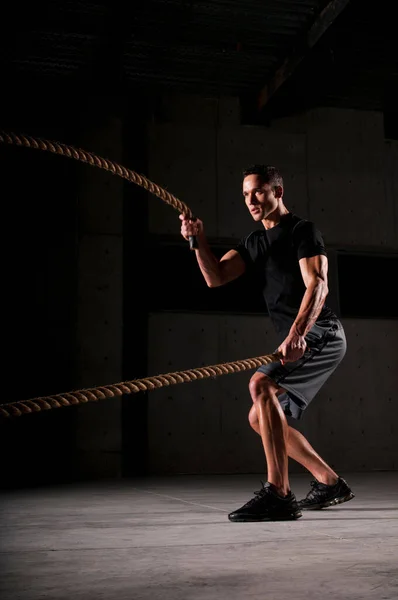 Atleta Girando Cuerdas Salto — Foto de Stock