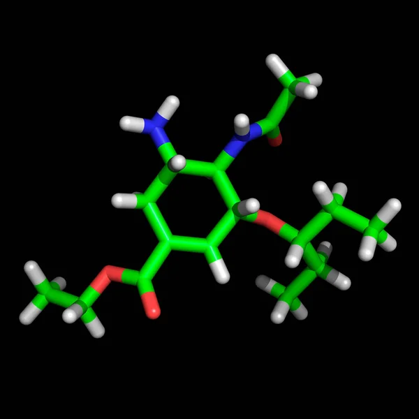 Молекула Проти Грипу Чорному Тлі — стокове фото