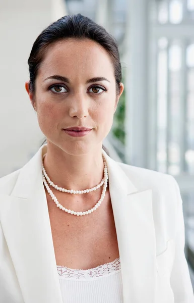Portrait Business Woman White Suit Royalty Free Stock Photos