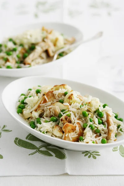 Teller Mit Huhn Und Indischem Reis — Stockfoto