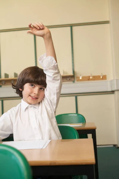 Cute Boy Raising His Hand — Stock Photo, Image