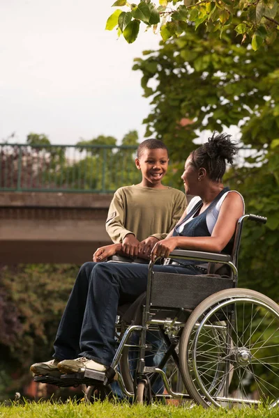 Woman Wheelchair Child — Stock Photo, Image