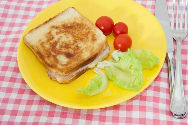 Croque Monsieur Selektywna Ostrość Przestrzeń Kopiowania — Zdjęcie stockowe