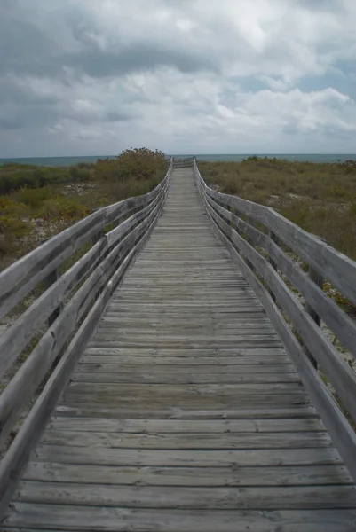 Paseo Marítimo Madera Playa — Foto de Stock