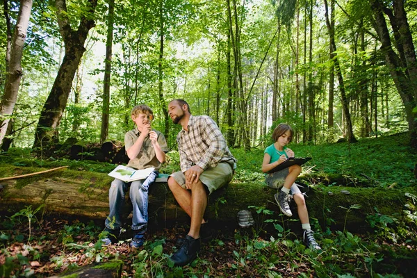 Kinder Und Lehrer Wald — Stockfoto