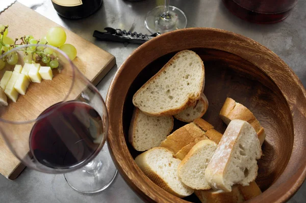 Хлеб Вино Сыр — стоковое фото