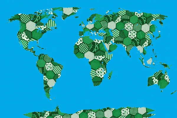 Mappa Del Mondo Patchwork Sfondo Blu — Foto Stock