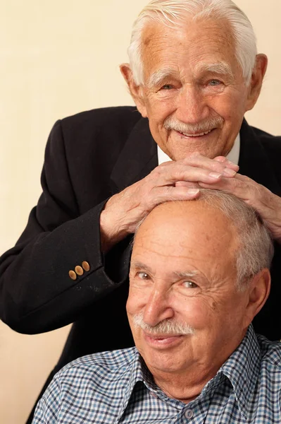 Jovial Portret Dwóch Starszych Mężczyzn — Zdjęcie stockowe