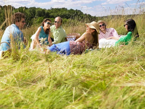 Gruppo Amici Che Fanno Picnic — Foto Stock