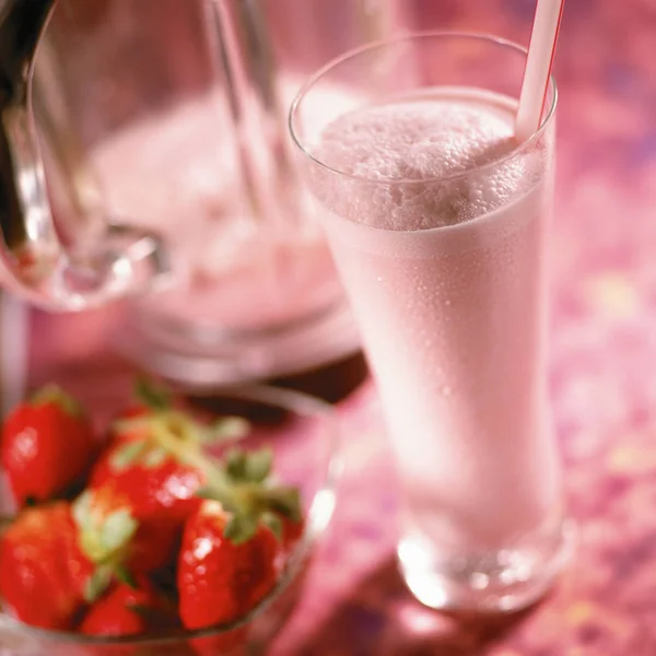 Milkshake Strawberry Table — Stock Photo, Image