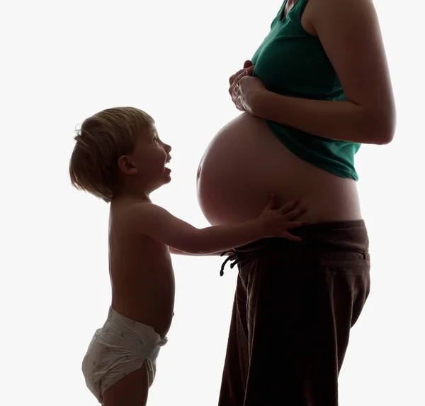 Madre Embarazada Hijo Pequeño — Foto de Stock
