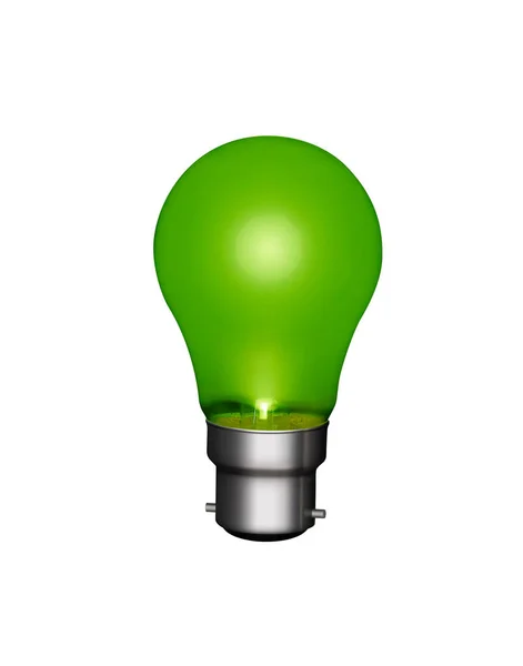 Groene Gloeilamp Geïsoleerd Witte Achtergrond — Stockfoto