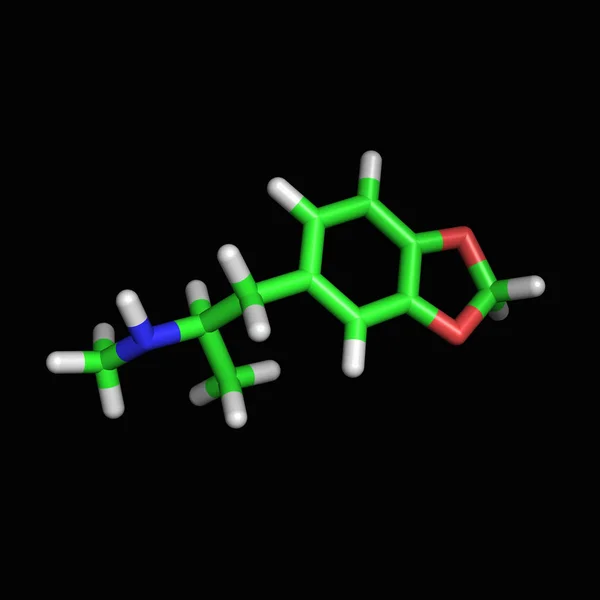 Mdma Molecule Isolated Black Background — Stock Photo, Image