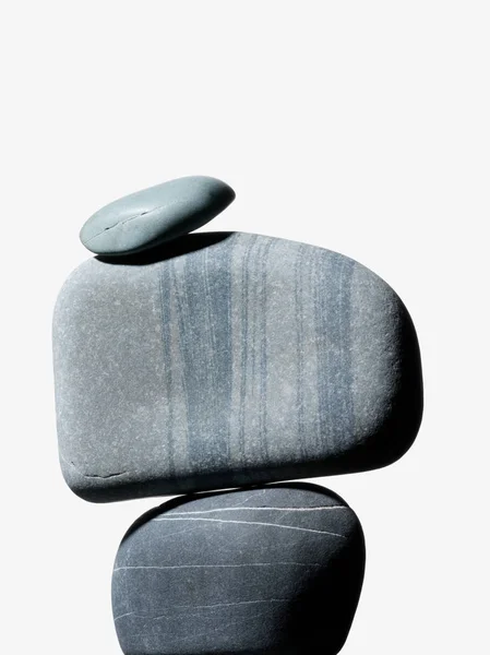 Grey Pebbles Isolated White Background — Stock Photo, Image
