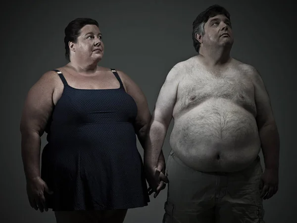Overweight Couple Studio — Stock Photo, Image