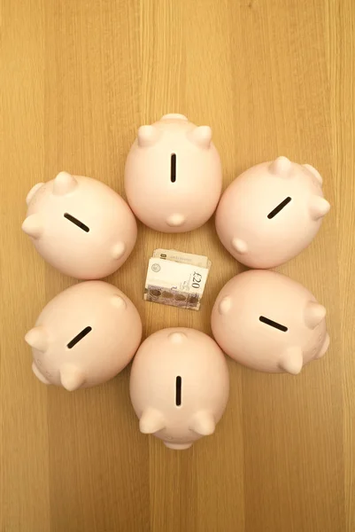 Свиньи Банки Хранят Деньги — стоковое фото