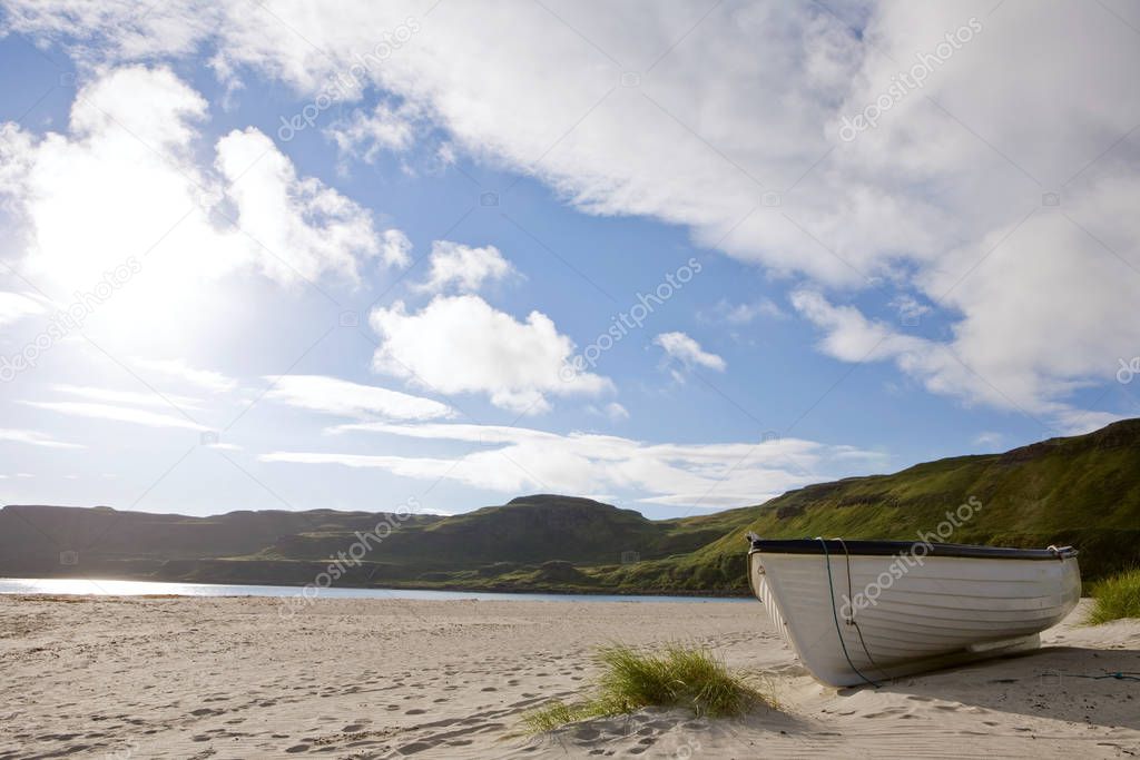 A rowboat on a beach on the isle of mull