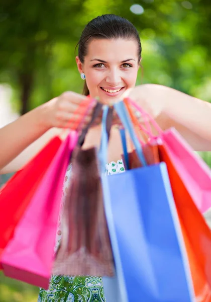 Young Woman Shopping Bags — Stock Photo, Image