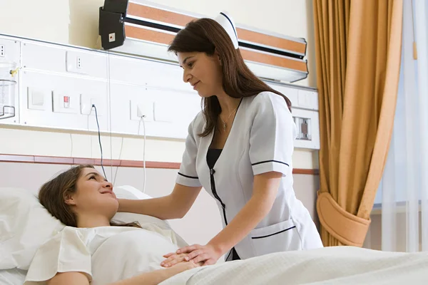Krankenschwester Kümmert Sich Patientensicht — Stockfoto