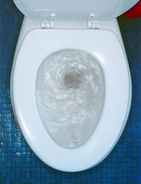 Spłukiwana Toaleta Widok Góry — Zdjęcie stockowe