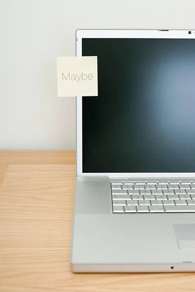 Maybe Written Adhesive Note Laptop — Stock Photo, Image