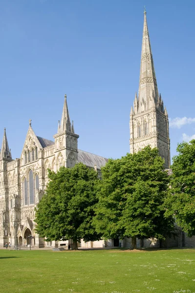 Catedral Salisbury Sobre Cielo — Foto de Stock