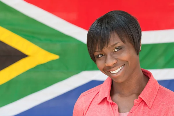 Young woman and south african flag