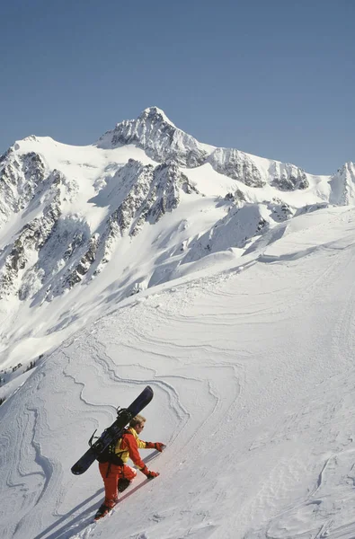 Młody Snowboardzista Mount Shuksan — Zdjęcie stockowe