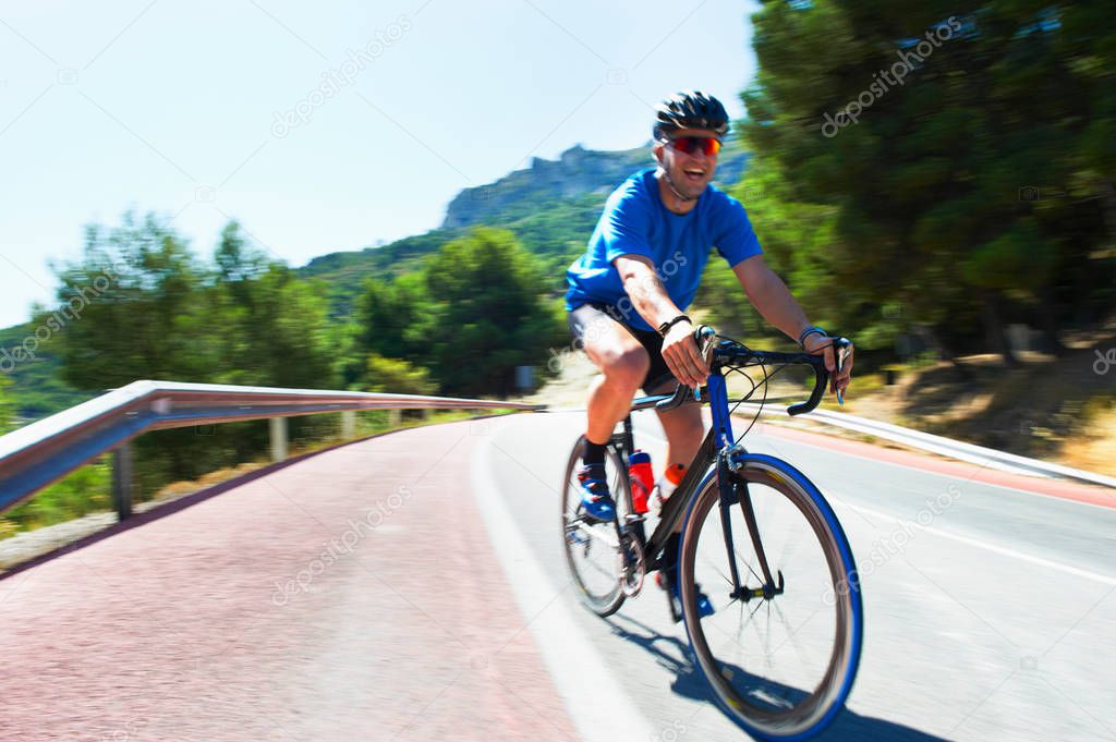 Man at mountain biking