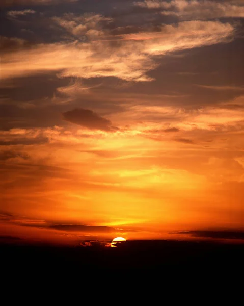 Zonsondergang Bewolkte Hemel — Stockfoto
