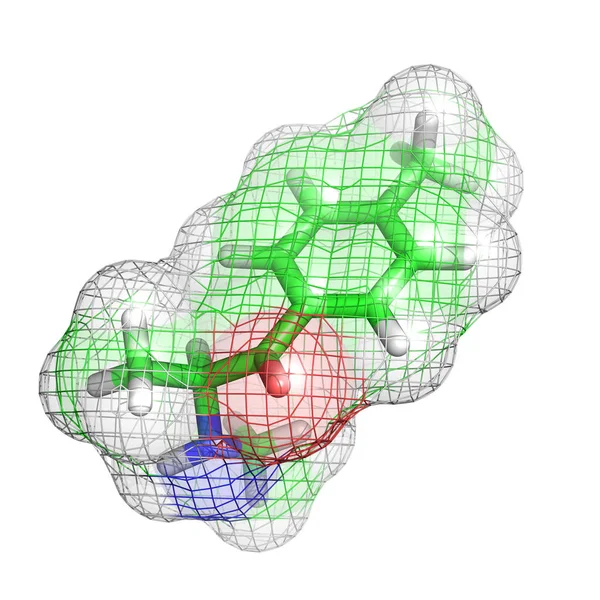 Mefedron Molekyl Isolerad Vit Bakgrund — Stockfoto