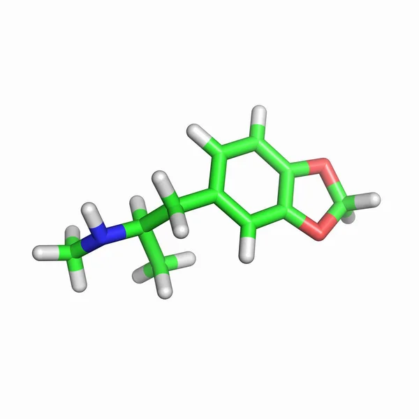 Beyaz Arkaplanda Izole Edilmiş Mdma Molekülü — Stok fotoğraf