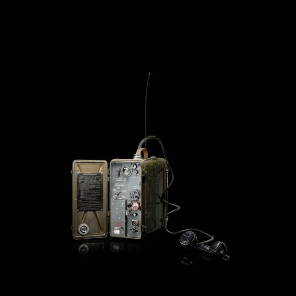 Military Field Radio Black Background — 스톡 사진