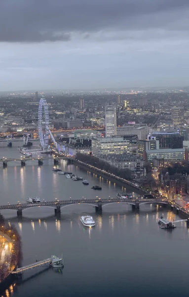 Veduta Aerea Thames London Eye Tramonto Londra Regno Unito — Foto Stock