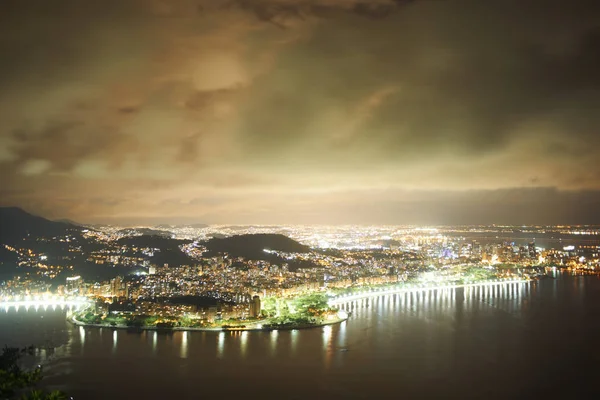 Pohled Přístav Pobřeží Noci Rio Janeiro Brazílie — Stock fotografie