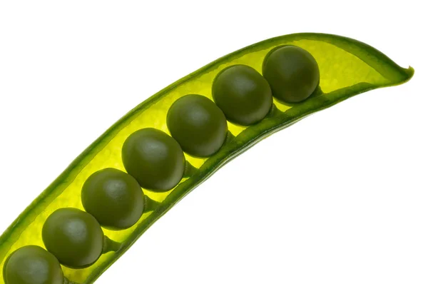 Seven Peas Pod White Background — Stock Photo, Image