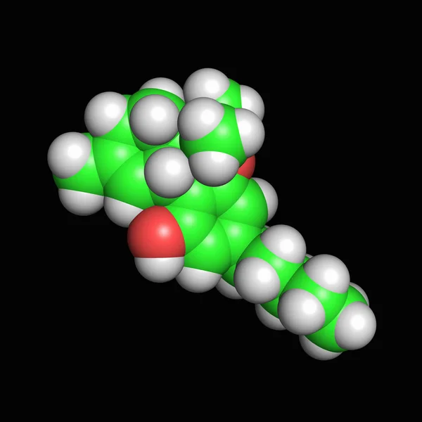 Molecola Thc Sfondo Nero — Foto Stock