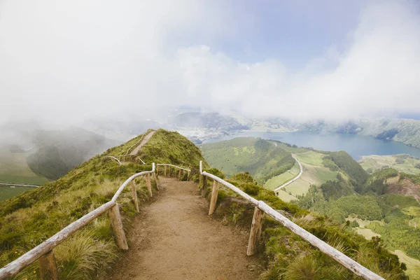 Weg Mit Lagune Das Sete Cidades Der Ferne Sao Miguel — Stockfoto