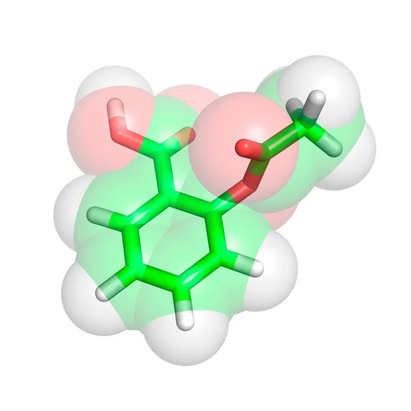 Aspirin Molekül Isoliert Auf Weißem Hintergrund — Stockfoto