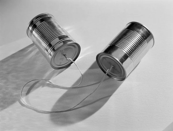 Tin Can Telephone Isolated White Background — Stock Photo, Image