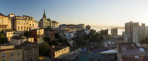 Vista Dall Ascensore Reina Victoria All Alba Cerro Concepcion Valparaiso — Foto Stock