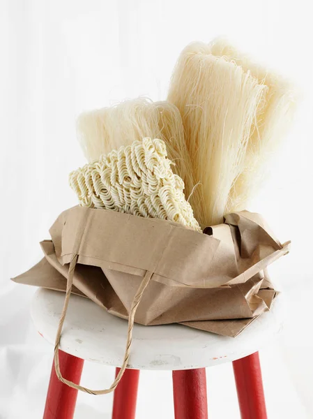 Dried Noodles Paper Bag — Stock Photo, Image