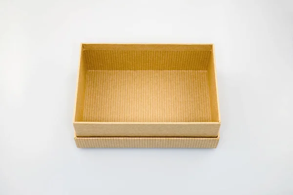 Puste Pudełko Kartonowe Izolowane Białym Tle — Zdjęcie stockowe