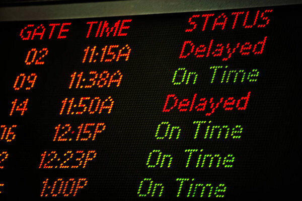 Arrival departure board, close up 