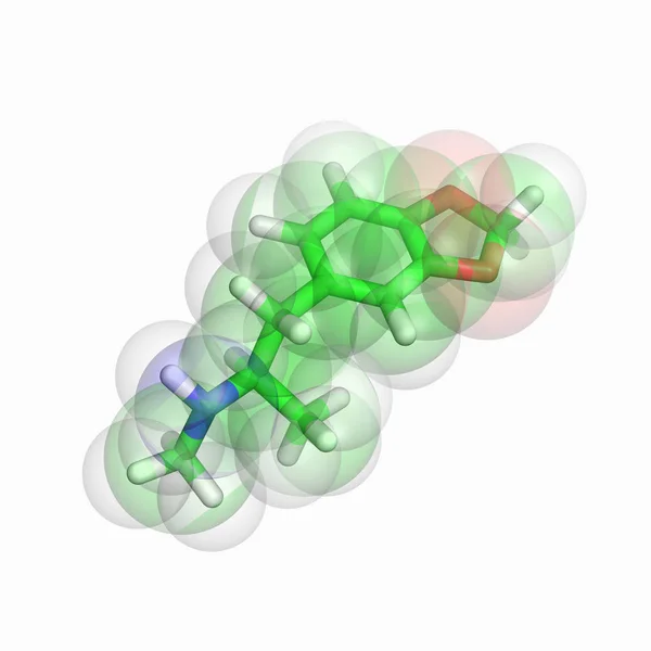 Beyaz Arkaplanda Izole Edilmiş Mdma Molekülü — Stok fotoğraf