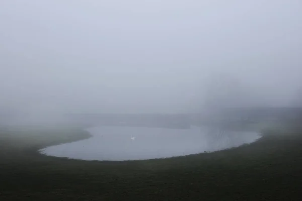 Туманный Сельский Пейзаж Сумерками — стоковое фото