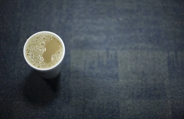 Overhead view of full cup of coffee — 스톡 사진