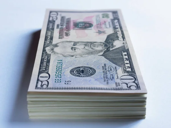 Куча Банкнот Пятьдесят Долларов — стоковое фото